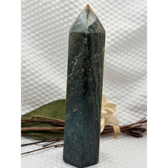 Ocean Jasper Tower Point | 516g | 6.5” Tall | Raw & Polished Crystal Decor - Picture 4 of 9